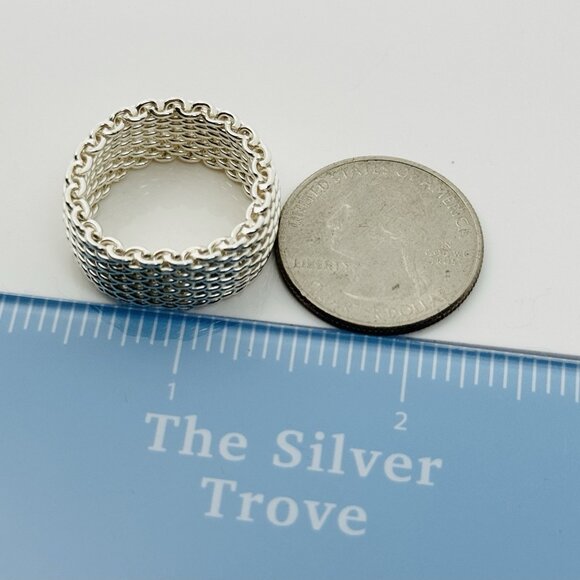 Size 8.5  Tiffany & Co Somerset Ring Mesh Weave Mens Unisex in Sterling Silver - Picture 6 of 6